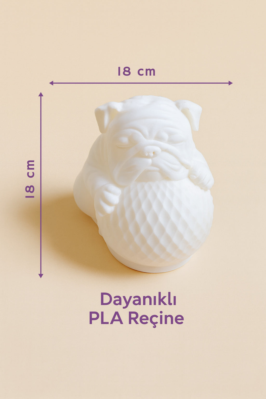 Bulldog Tasarımlı 3D Dekoratif Masa Lambası, Estetik Çocuk Odası Gece Lambası, Tealight 25 x 25 cm - Görsel 8