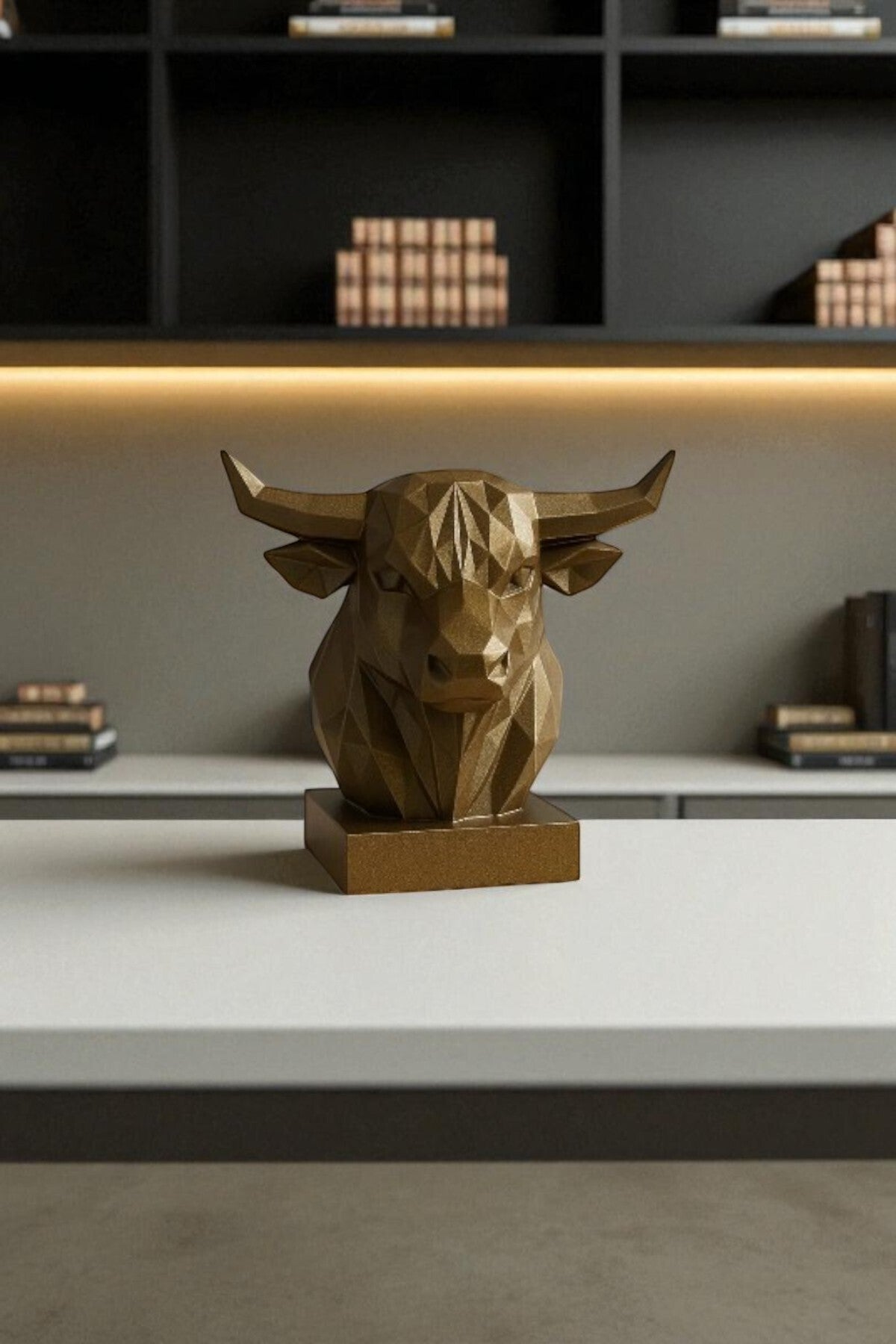 Dekoratif Büst Boğa Heykel Özel Tasarım 3d Hediye 12 x 16 Cm - Görsel 4