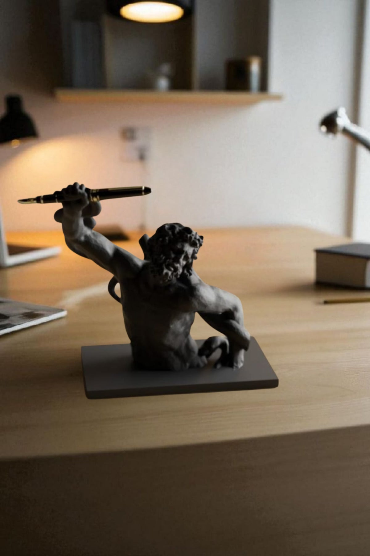 3D Dekoratif Antik Kalem Tutucu Heykel Avangard Ofis Masaüstü Aksesuar, Sanatsal Hediyelik 14x14 cm - Görsel 7