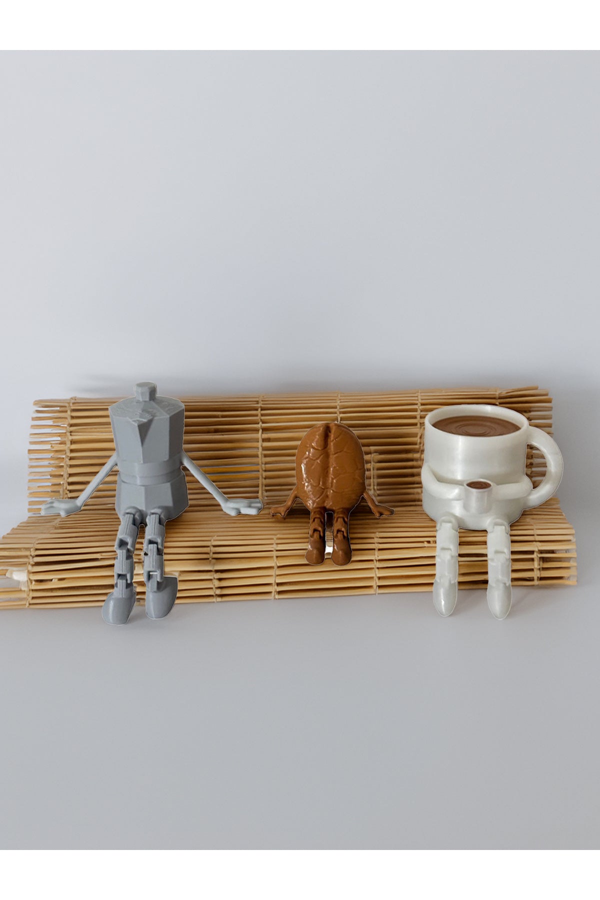 Kahve Köşesi Sevimli Biblo Seti 3lü, Kahve Çekirdeği, Kahve Kupası, Moka Pot, Coffee Set 10cm - Görsel 3