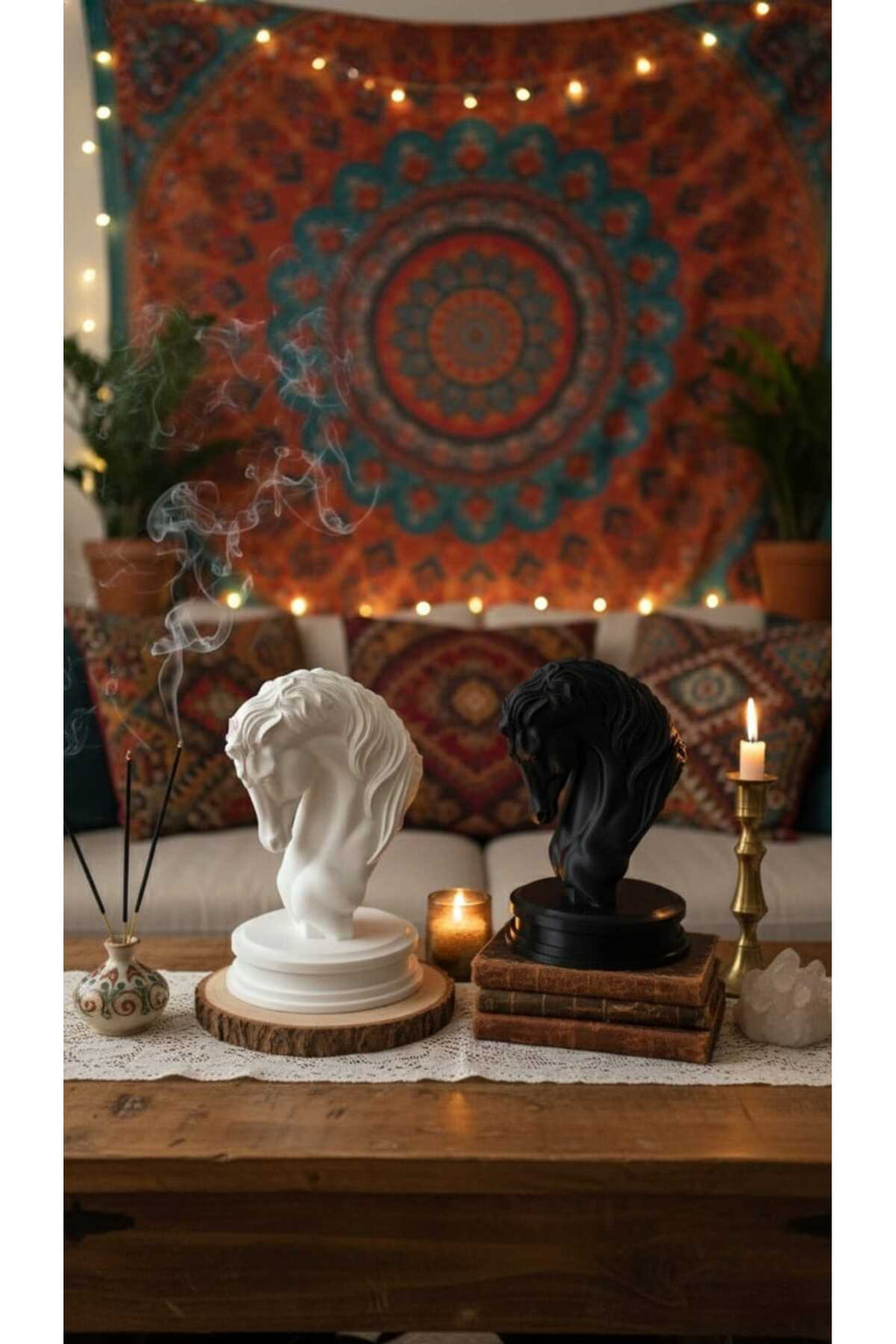 Modern Tasarım Siyah & Beyaz İkili At Heykeli Seti (12x20 cm)Siyahın Asaleti, Beyazın Zarafeti - Görsel 2