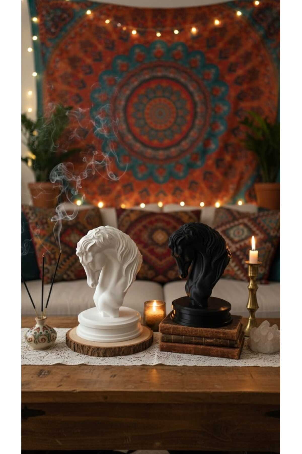 Modern Tasarım Siyah & Beyaz İkili At Heykeli Seti (12x20 cm)Siyahın Asaleti, Beyazın Zarafeti - Görsel 2