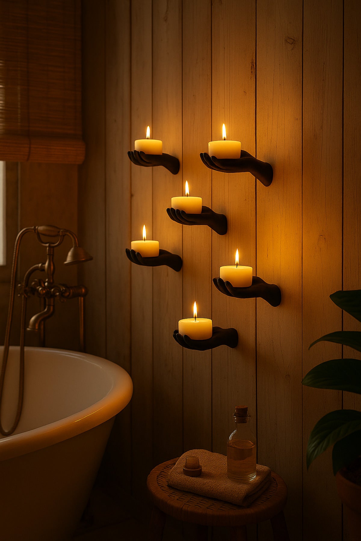 5’li El Figürlü Dekoratif Tealight Mumluk Seti Yapıştırılabilir Hediyelik Mumlar Dahil - Görsel 3
