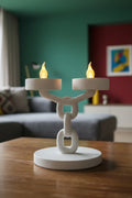 Dekoratif Zincir 2’li Mumluk Tealight Mum Dahil Modern Masa Üstü Mumluk 15 cm