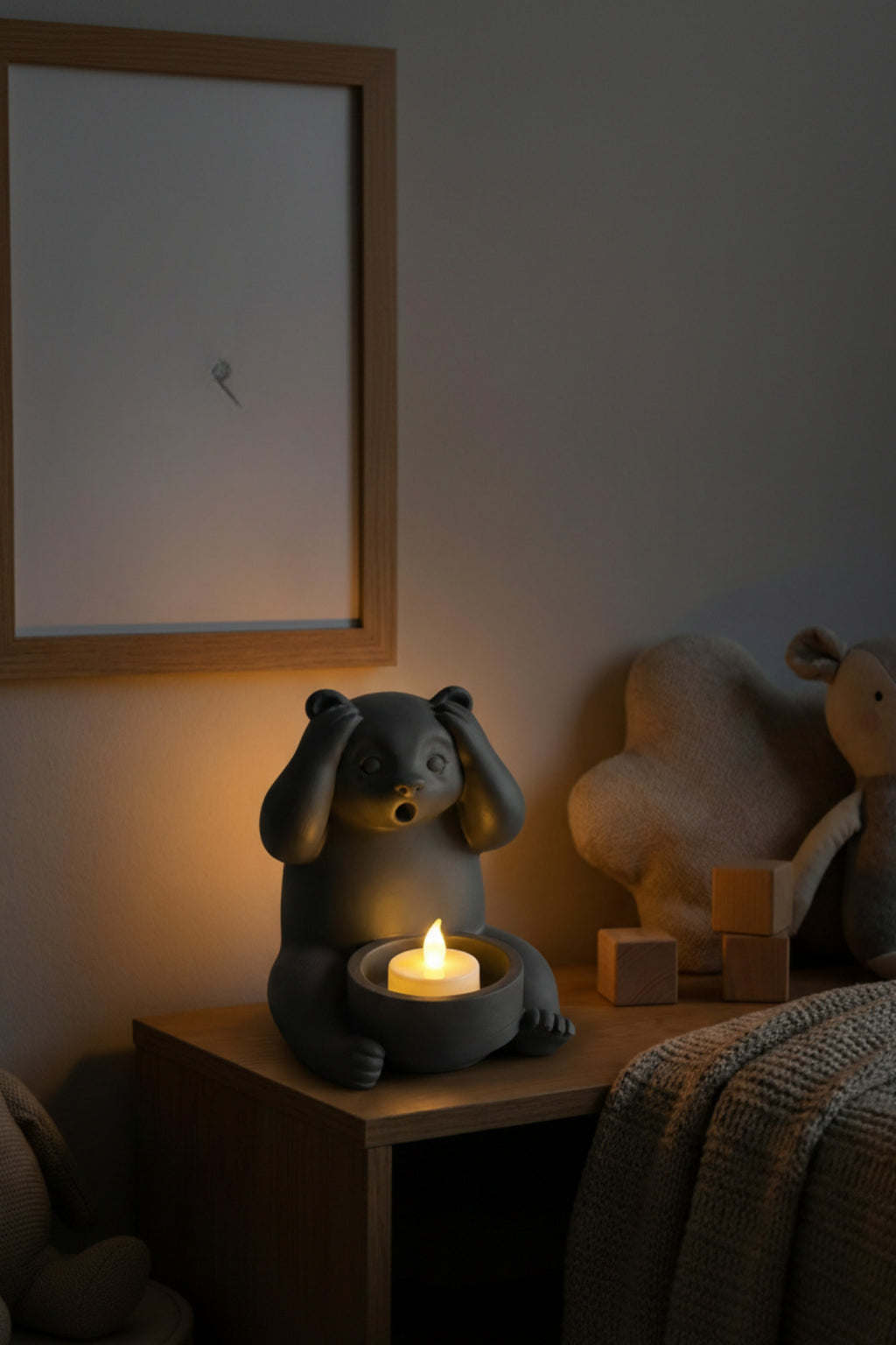 Dekoratif Tealight Mum Hediyeli Ayı Panda Tasarım Vegan - Görsel 7