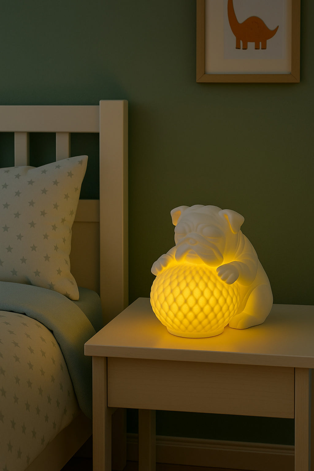 Bulldog Tasarımlı 3D Dekoratif Masa Lambası, Estetik Çocuk Odası Gece Lambası, Tealight 25 x 25 cm - Görsel 3