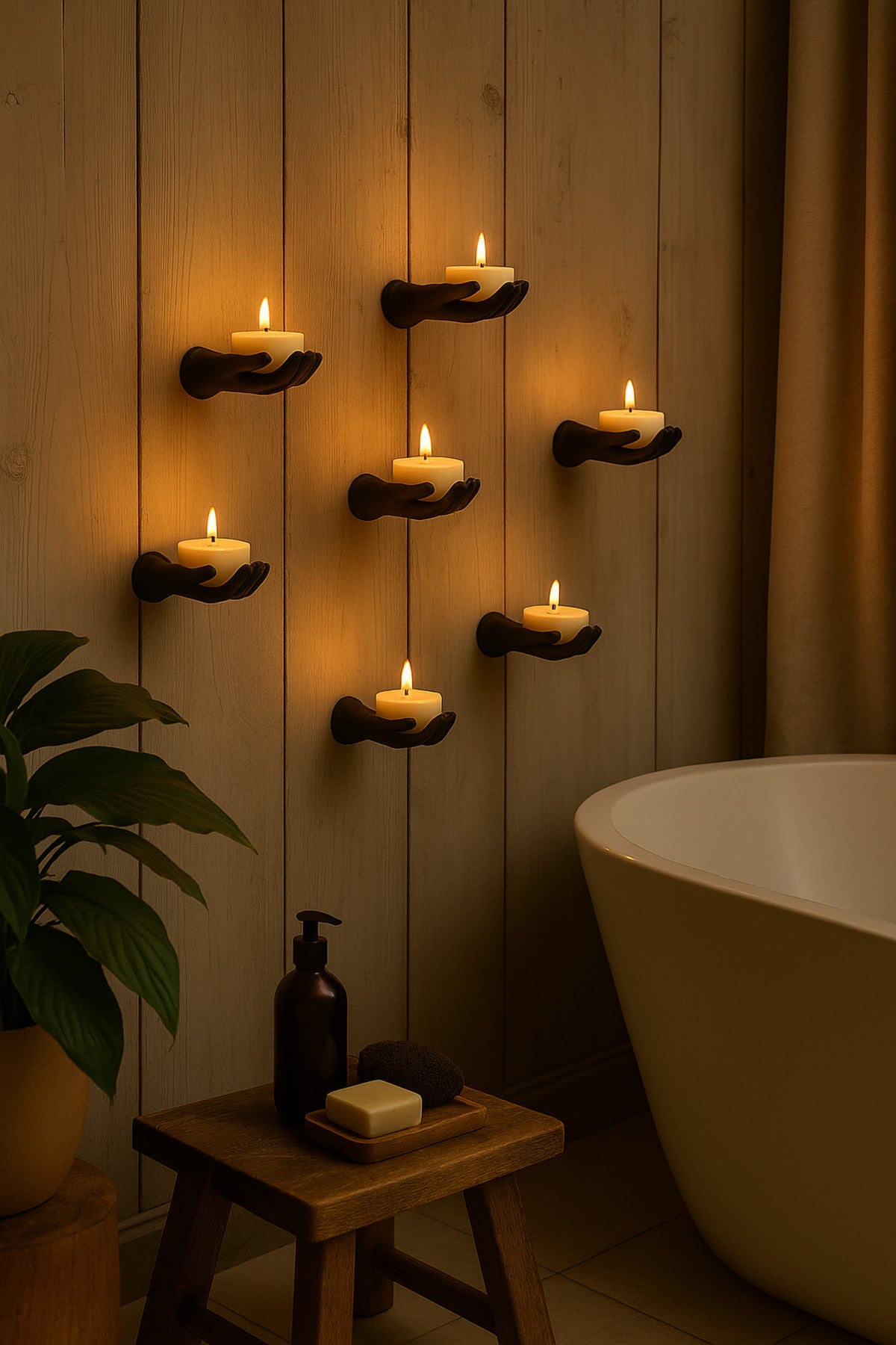5’li El Figürlü Dekoratif Tealight Mumluk Seti Yapıştırılabilir Hediyelik Mumlar Dahil - Görsel 4