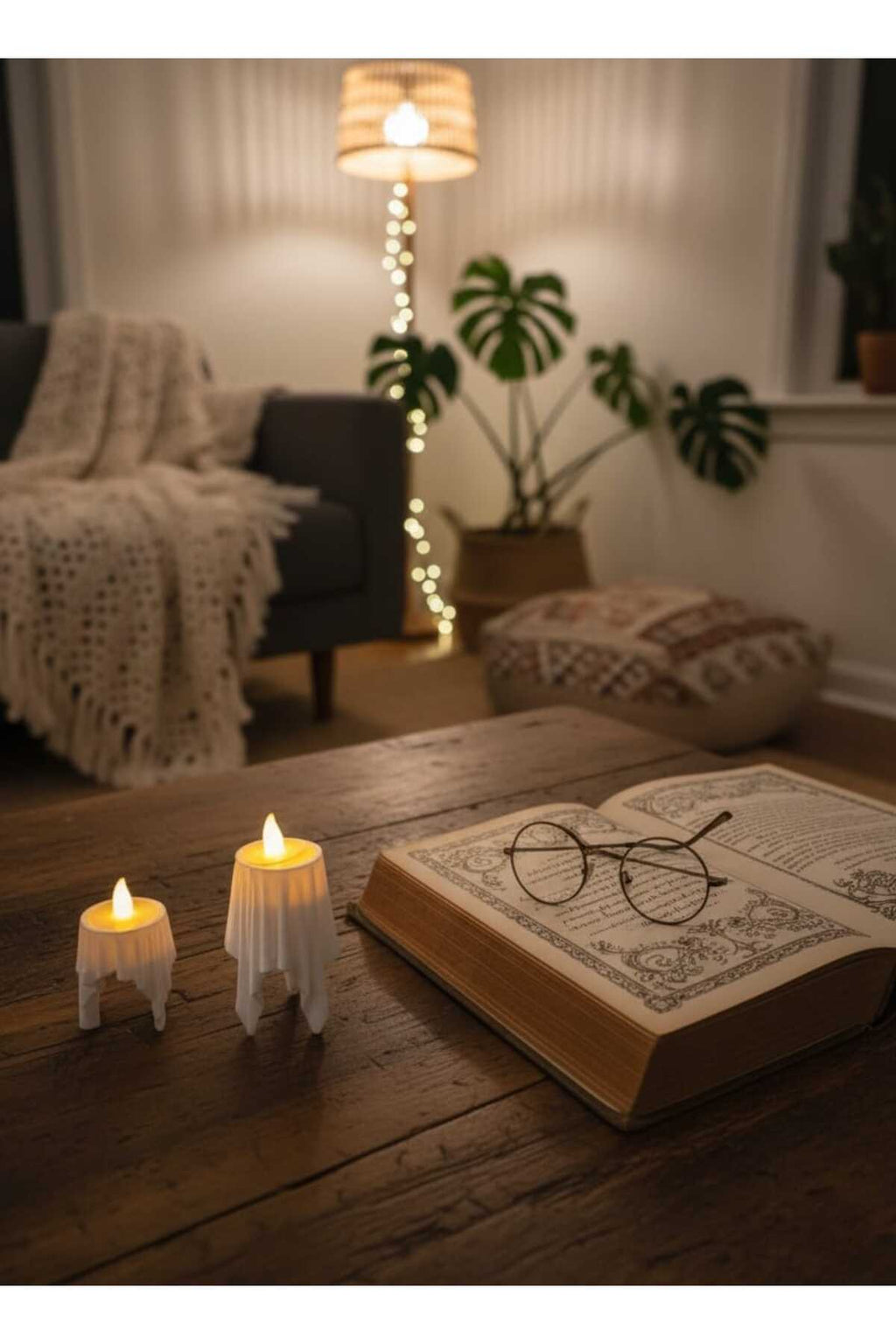 3D Dekoratif Bohem Uçan Beyaz Mumlar TeaLight Mum Hediyeli (Yükseklik:8cm* En:4,5 cm) - Görsel 5