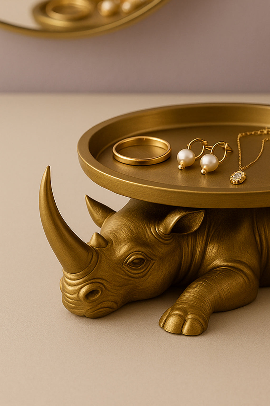 Dekoratif Tasarım Gold Gergedan Sunum Not Pratik Gereç Vegan Üretim 14 X 14 Cm - Görsel 3