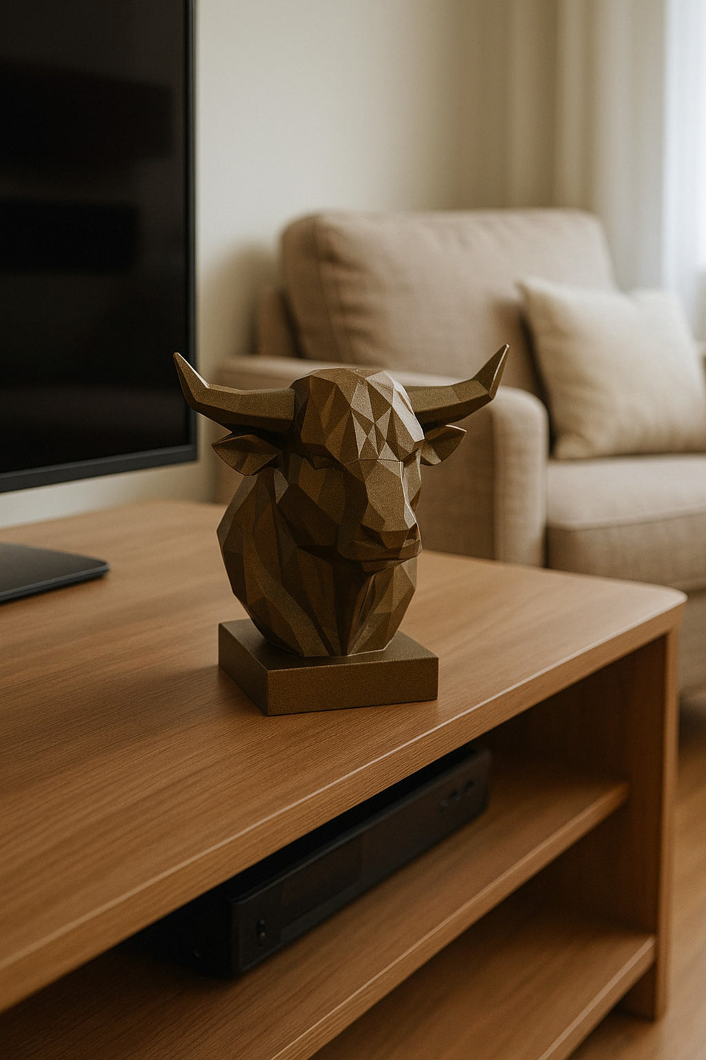 Dekoratif Büst Boğa Heykel Özel Tasarım 3d Hediye 12 x 16 Cm - Görsel 6