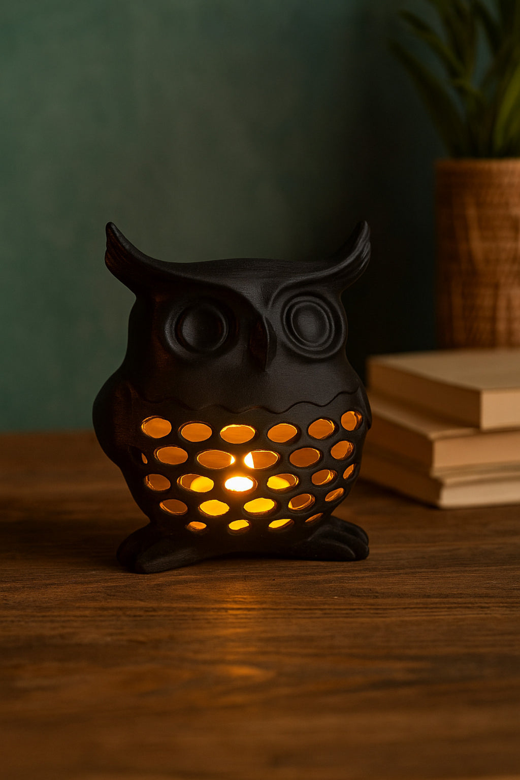 3D Dekoratif Baykuş Mumluk, Tealight Mumluk, Bohem Rustik Ev Dekoru, Hediyelik Romantik Aydınlatma - Görsel 2