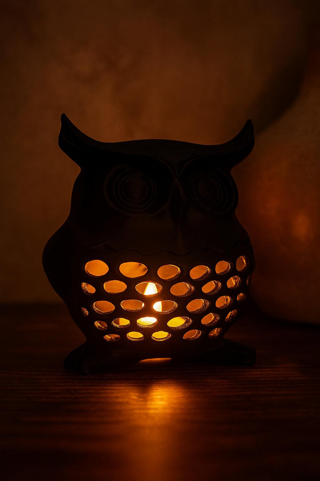 3D Dekoratif Baykuş Mumluk, Tealight Mumluk, Bohem Rustik Ev Dekoru, Hediyelik Romantik Aydınlatma - Görsel 4