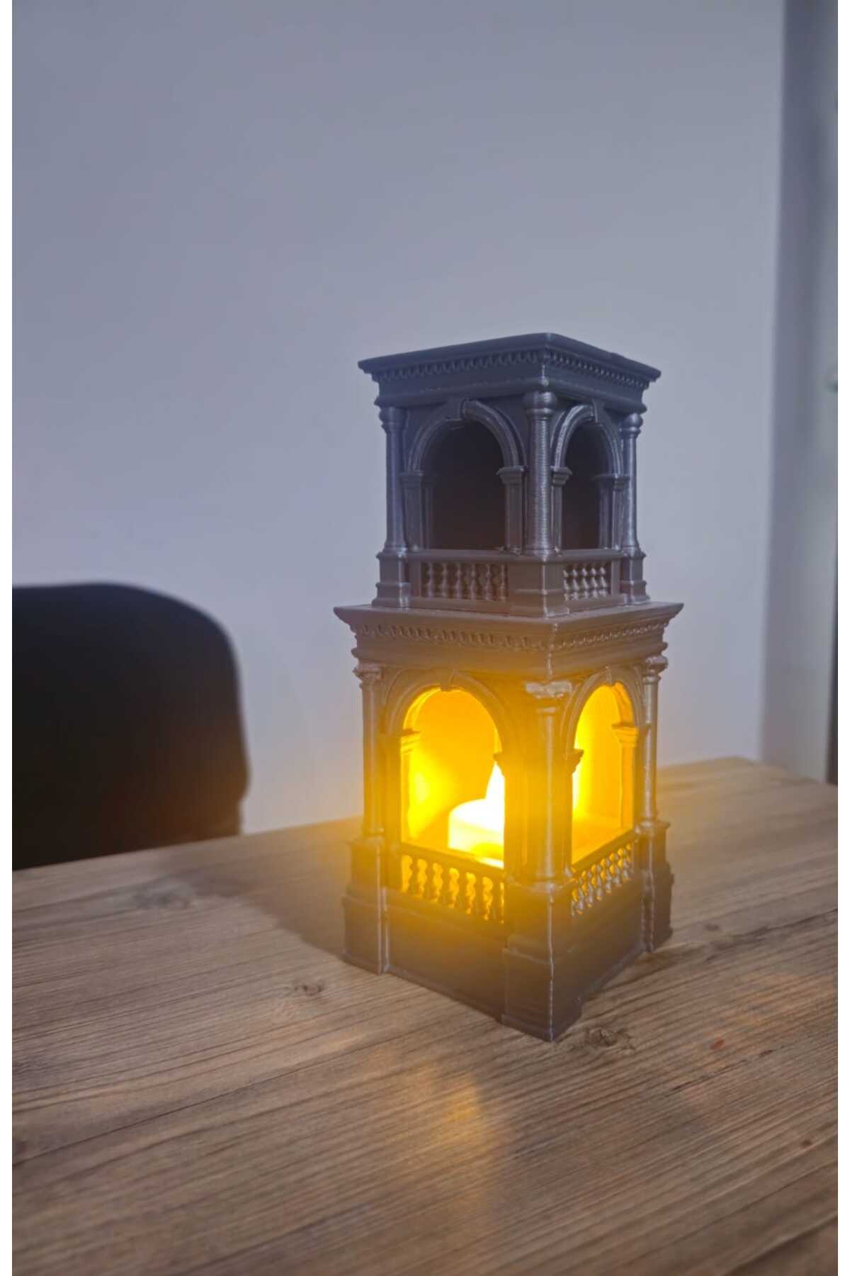 3D Dekoratif Osmanlı Dönemi Saray Kulesi Temalı Led Mumluk ve Biblo (Led Mum Hediyedir) - Görsel 5
