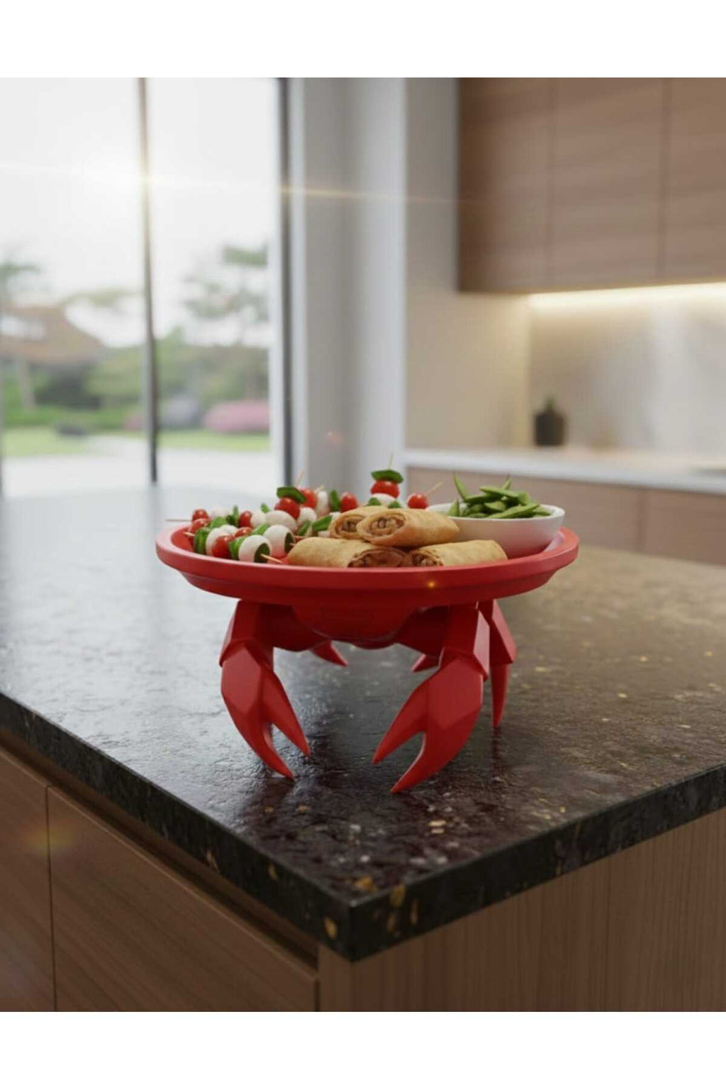 Dekoratif Yengeç Figürü Kırmızı Pratik Ev Gereçleri Sunum Tabak 16 X 16 Cm