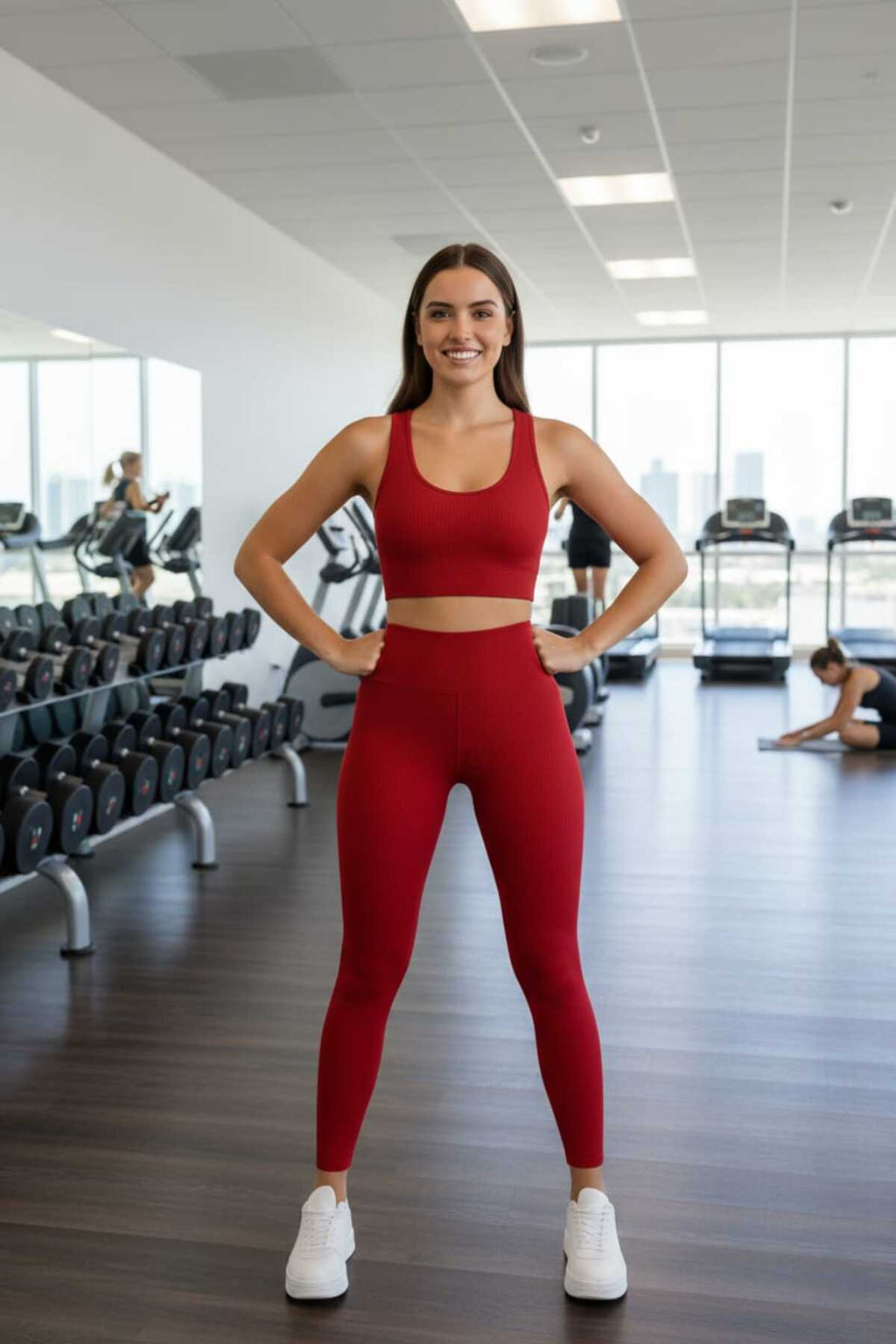 Kadın Fitilli Yüksek Bel Toparlayıcı Spor ve Günlük Tayt - Kırmızı ürün görseli 20