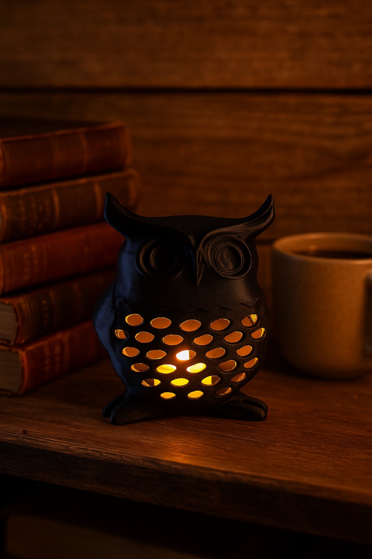 3D Dekoratif Baykuş Mumluk, Tealight Mumluk, Bohem Rustik Ev Dekoru, Hediyelik Romantik Aydınlatma - Görsel 5