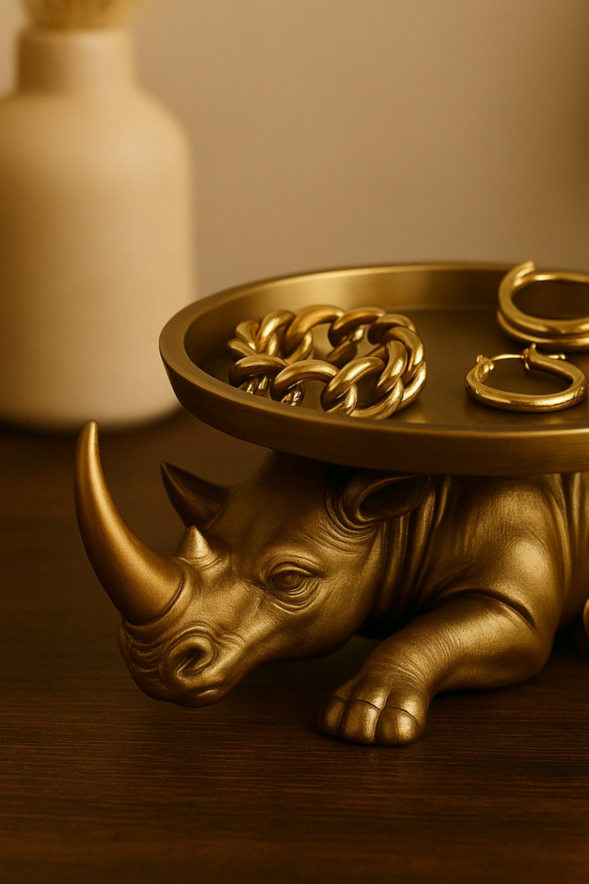 Dekoratif Tasarım Gold Gergedan Sunum Not Pratik Gereç Vegan Üretim 14 X 14 Cm - Görsel 4