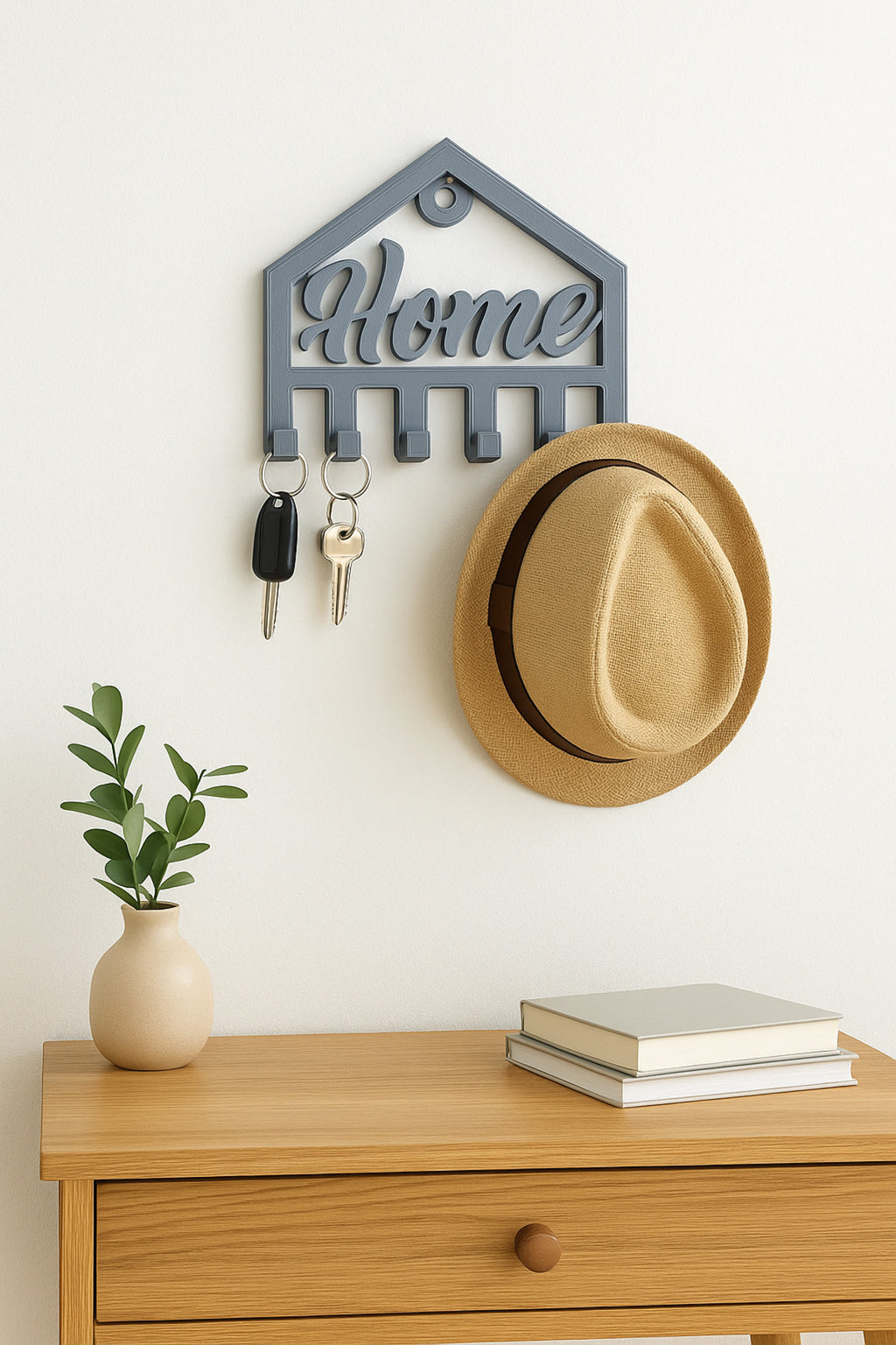 Dekoratif Açılır Kapanır Anahtar Askı Home Detay 15 X 15 Cm - Görsel 2