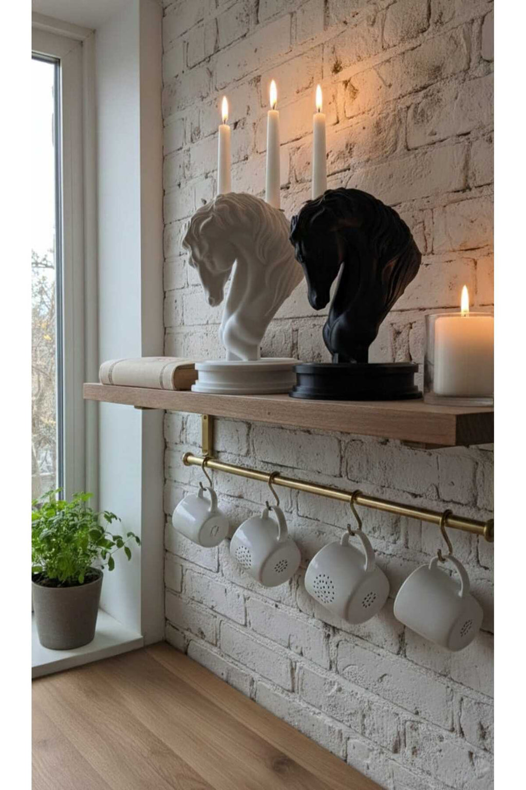 Modern Tasarım Siyah & Beyaz İkili At Heykeli Seti (12x20 cm)Siyahın Asaleti, Beyazın Zarafeti