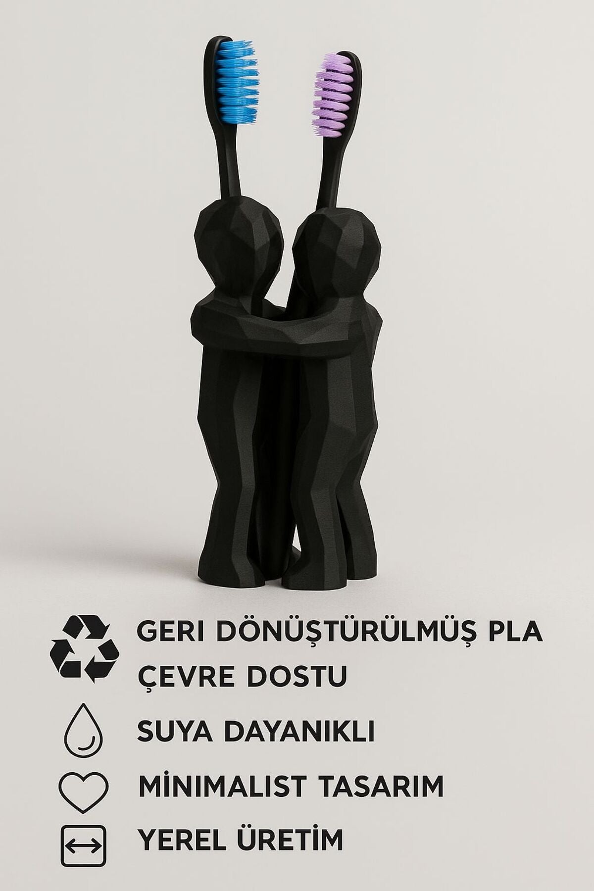 3D Hediye Çiftler İçin Diş Fırçalığı Minimalist Banyo Aksesuarı Geri Dönüştürülmüş PLA 13 X 9 cm - Görsel 5