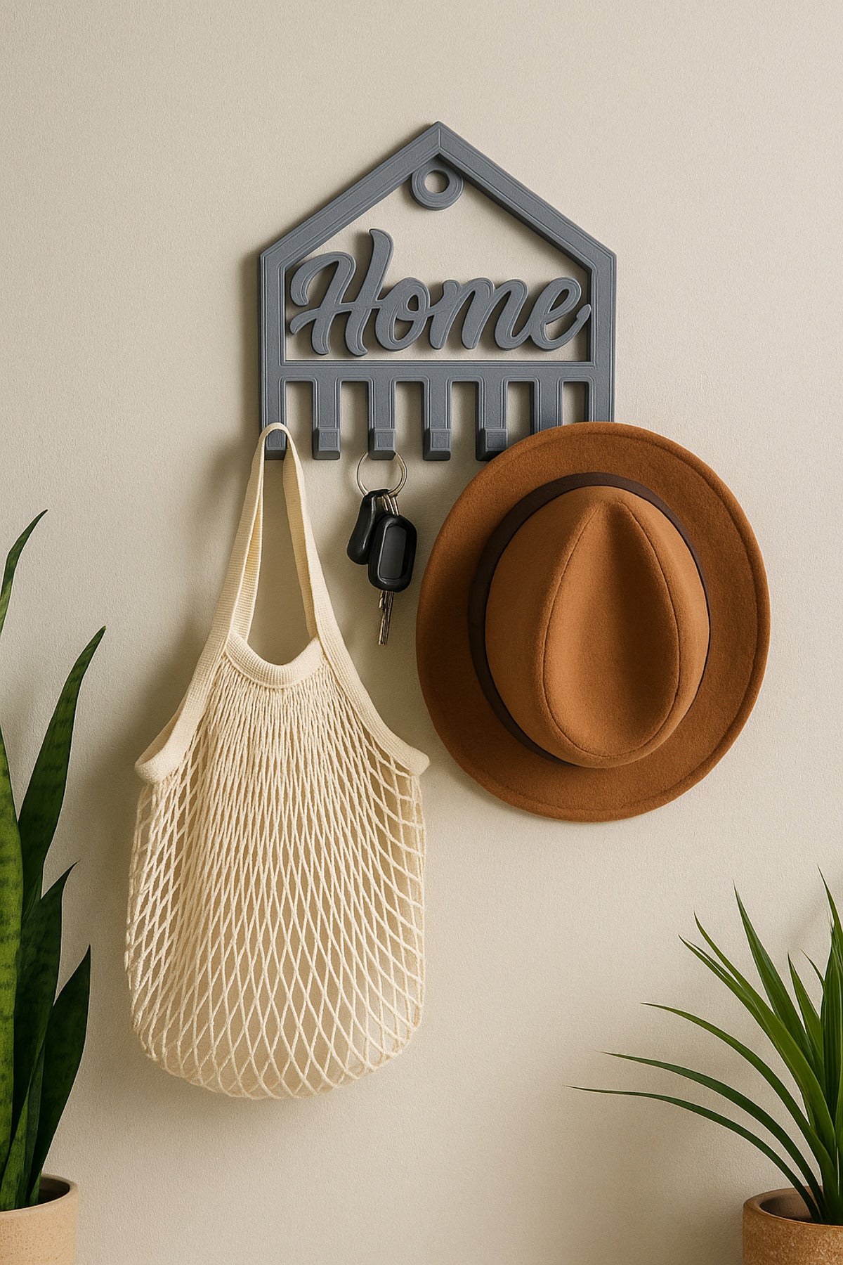 Dekoratif Açılır Kapanır Anahtar Askı Home Detay 15 X 15 Cm - Görsel 3