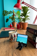 Siyah Kedi Telefon Tablet Tutucu 10 x 10 cm