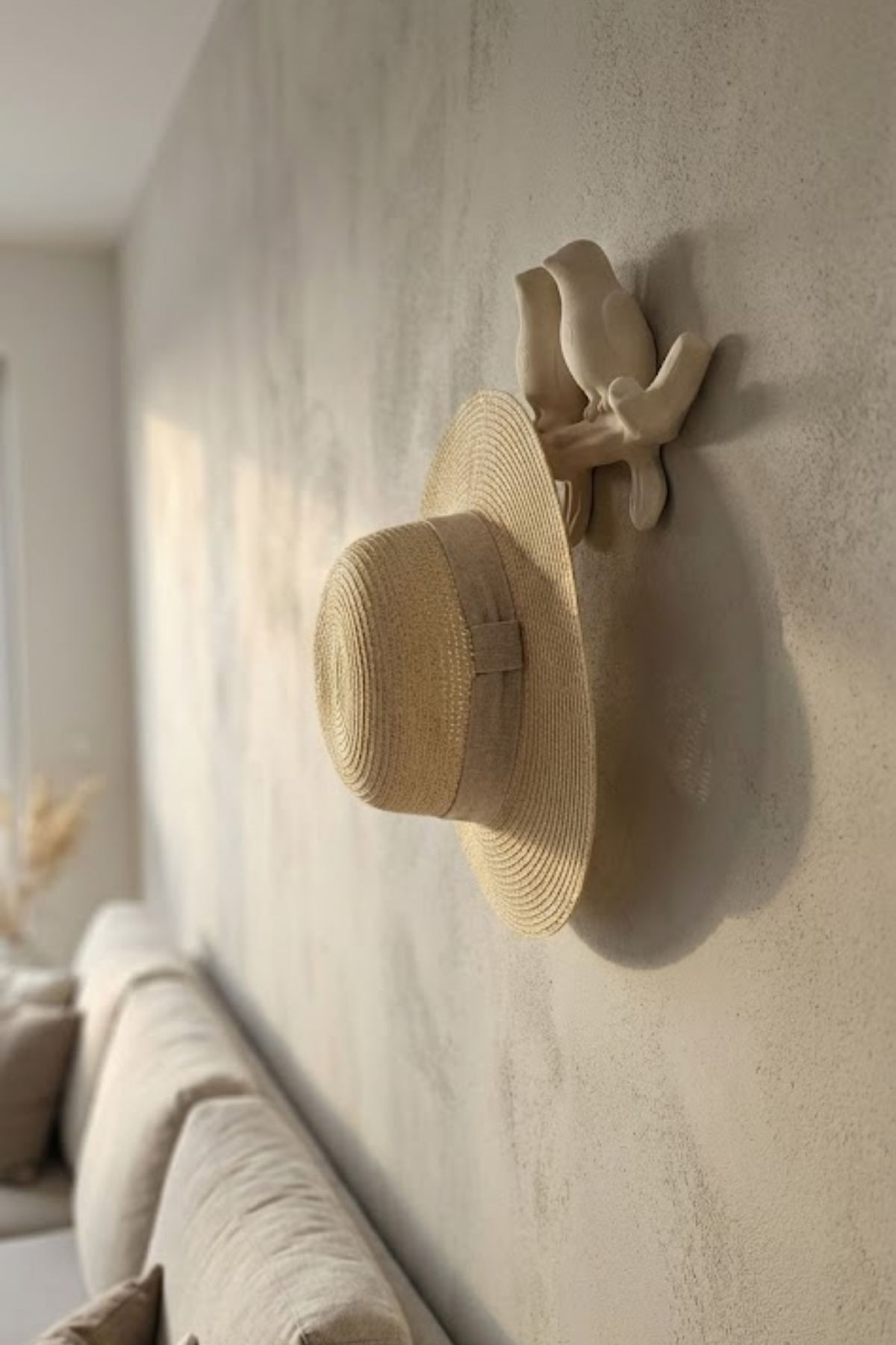 3D Minimal Kuş Duvar Askısı 17 x 17 cm, Dekoratif Anahtarlık Çanta Askılığı - Görsel 6