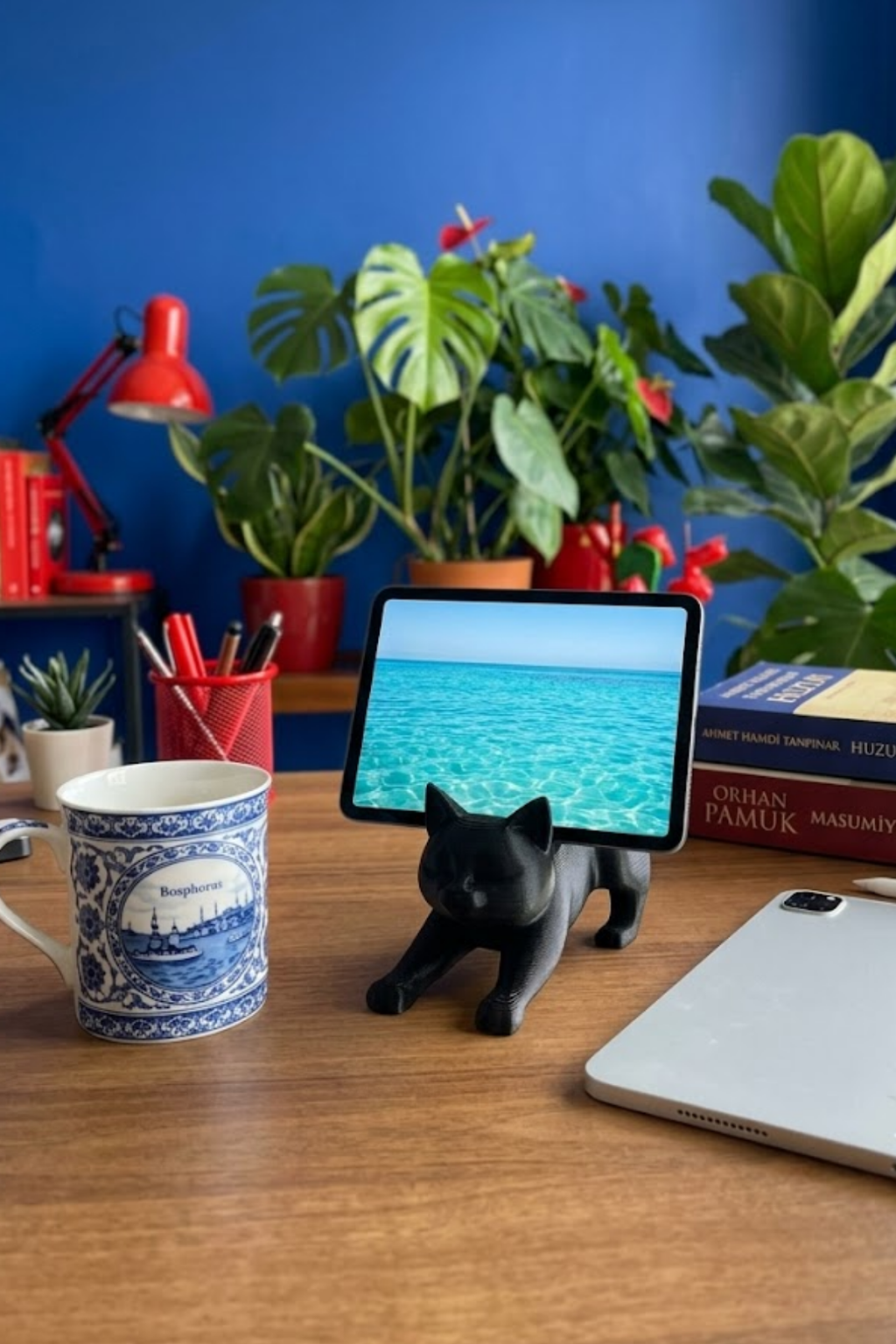 Siyah Kedi Telefon Tablet Tutucu 10 x 10 cm - Görsel 3