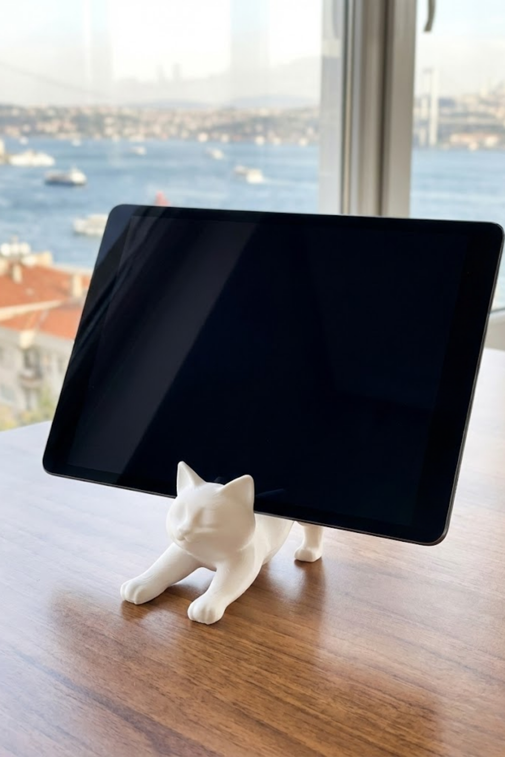 Beyaz Kedi Telefon Tablet Tutucu 10 x 10 cm - Görsel 4