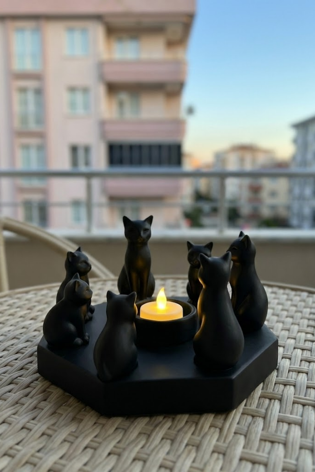 Dekoratif Kediler Ritüel Dinginlik Yoga Mumluk Biblo 14 x 8 Cm - Görsel 5
