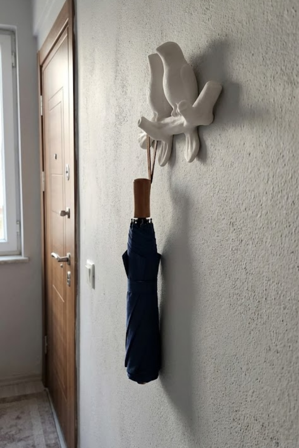 3D Minimal Kuş Duvar Askısı 17 x 17 cm, Dekoratif Anahtarlık Çanta Askılığı - Görsel 7