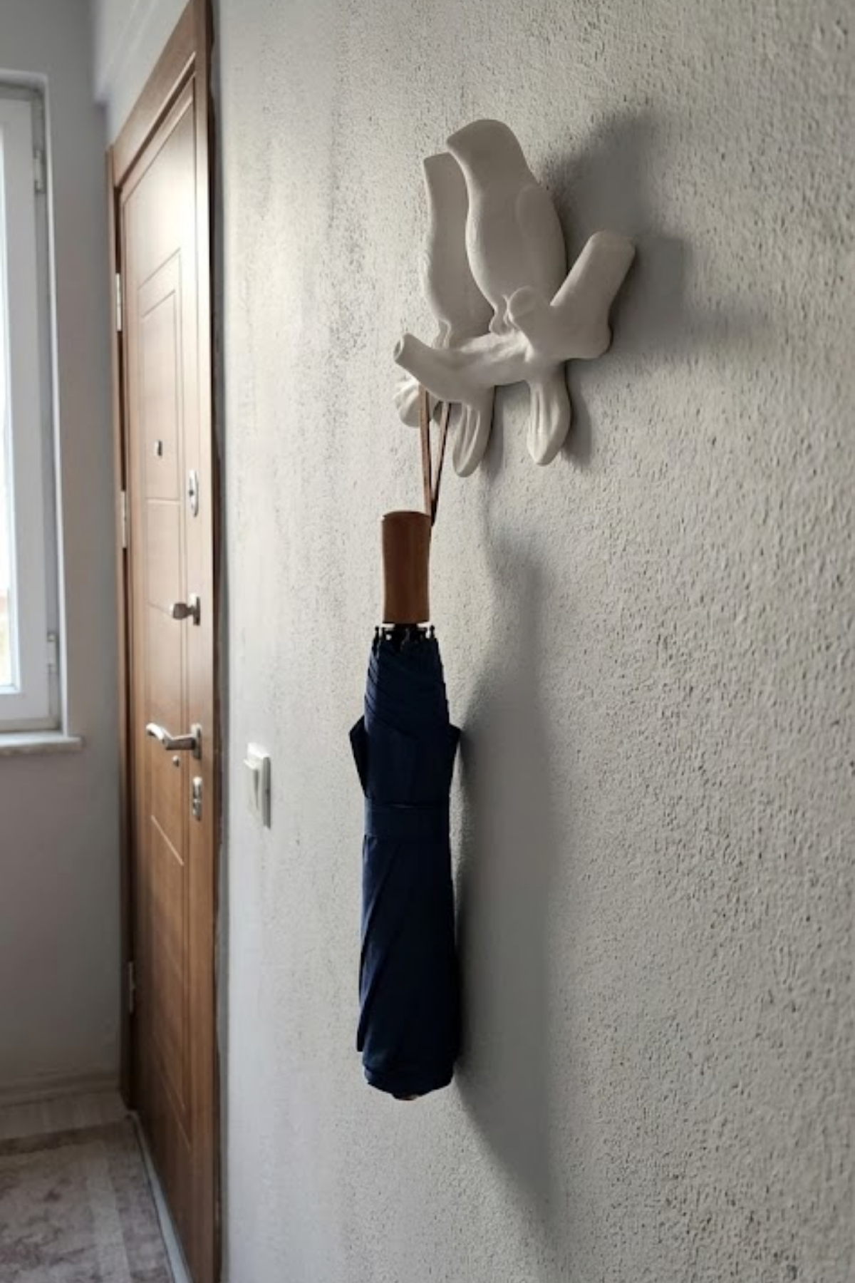 3D Minimal Kuş Duvar Askısı 17 x 17 cm, Dekoratif Anahtarlık Çanta Askılığı - Görsel 7