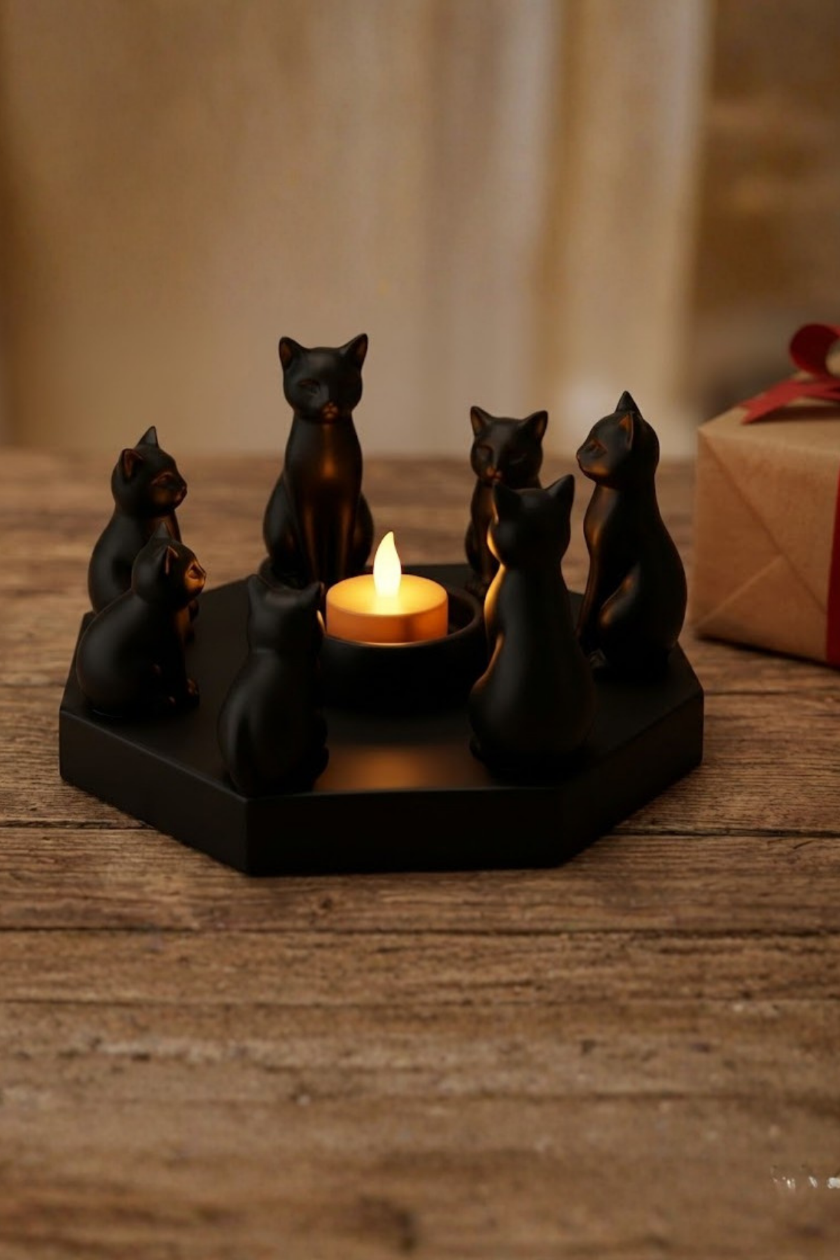 Dekoratif Kediler Ritüel Dinginlik Yoga Mumluk Biblo 14 x 8 Cm - Görsel 8