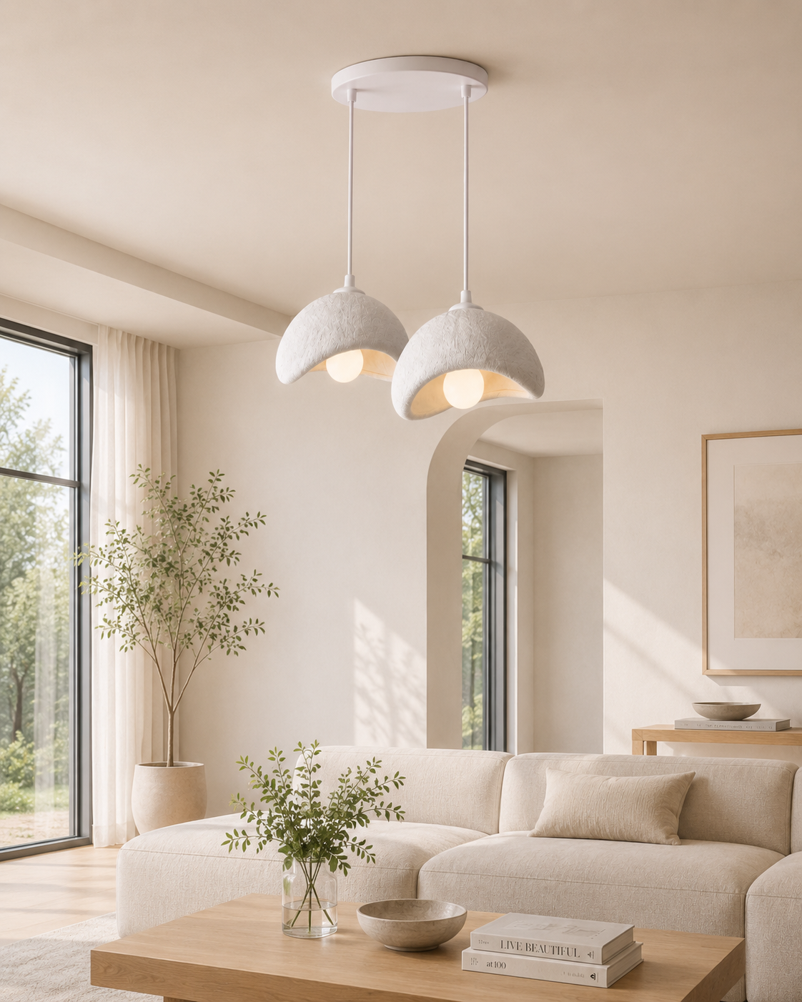 
2'li Beton Dokulu Modern Sarkıt Avize | 3D Baskı PLA Gövde | 25 cm | E27 Ampul Dahil