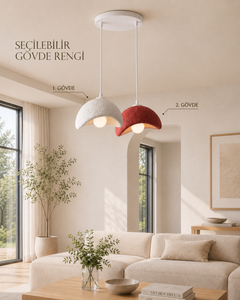 
2'li Beton Dokulu Modern Sarkıt Avize | 3D Baskı PLA Gövde | 25 cm | E27 Ampul Dahil